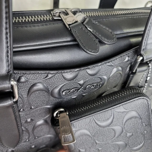 😘 NWT Coach 2 SET Laptop Bag Briefcase Wallet Designer Signature Embossed - Picture 6 of 14